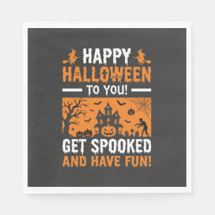 Servilleta De Papel Feliz Halloween Casa Embrujada Espeluznante Frase