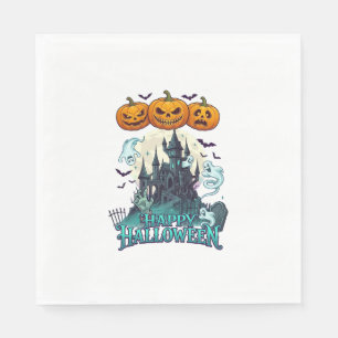 Servilleta De Papel Feliz Halloween Castillo Embrujado Calabazas Fanta