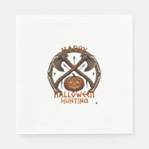 Servilleta De Papel Feliz Halloween Cazando Calabaza Hachas Cruzadas H