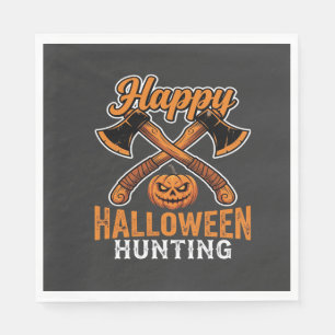 Servilleta De Papel Feliz Halloween Cazando Hachas Cruzadas Calabaza