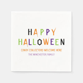 Servilleta De Papel Feliz Halloween colorido espeluznante texto Person