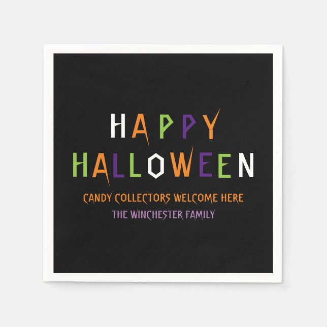 Servilleta De Papel Feliz Halloween colorido y espeluznante Personaliz (Anverso)