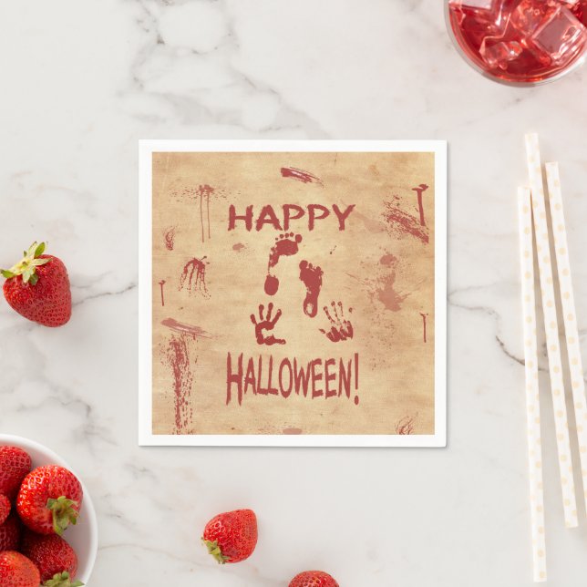 Servilleta De Papel Feliz Halloween con Salpicaduras de Sangre (In situ)