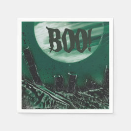 Servilleta De Papel Feliz Halloween con un libro del cementerio