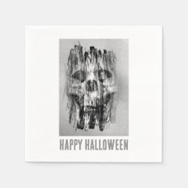 Servilleta De Papel Feliz Halloween. Cráneo angustiado