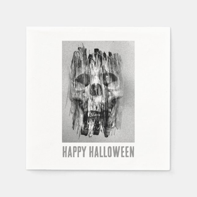 Servilleta De Papel Feliz Halloween. Cráneo angustiado (Anverso)