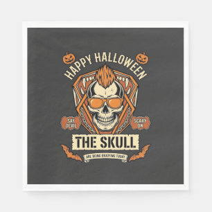 Servilleta De Papel Feliz Halloween Cráneo Mohawk Gafas de sol Calabaz