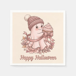 Servilleta De Papel Feliz Halloween Cute Autumn Cosecha Fantasma&Cupca