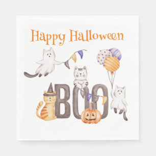 Servilleta De Papel Feliz Halloween   CUTE KITTENS & BOO