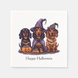 Servilleta De Papel Feliz Halloween Dachshund Perros Brujos
