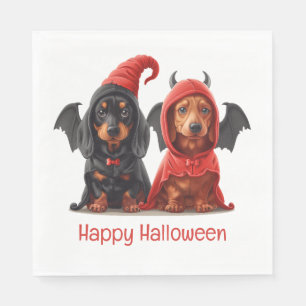Servilleta De Papel Feliz Halloween Dachshund Perros Devil Bat