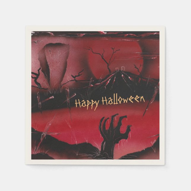 Servilleta De Papel Feliz Halloween desde el cementerio (Anverso)