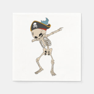 Servilleta De Papel Feliz Halloween Esqueleto Pirata Bailando Fiesta