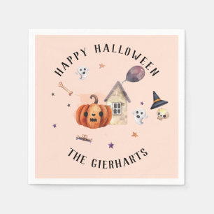 Servilleta De Papel Feliz Halloween Familia trata a Fiesta Personaliza