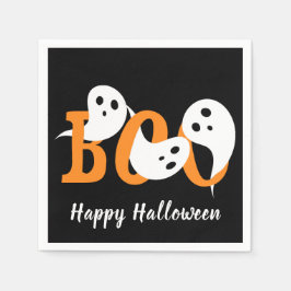 Servilleta De Papel Feliz Halloween Fantasmas Negros Boo