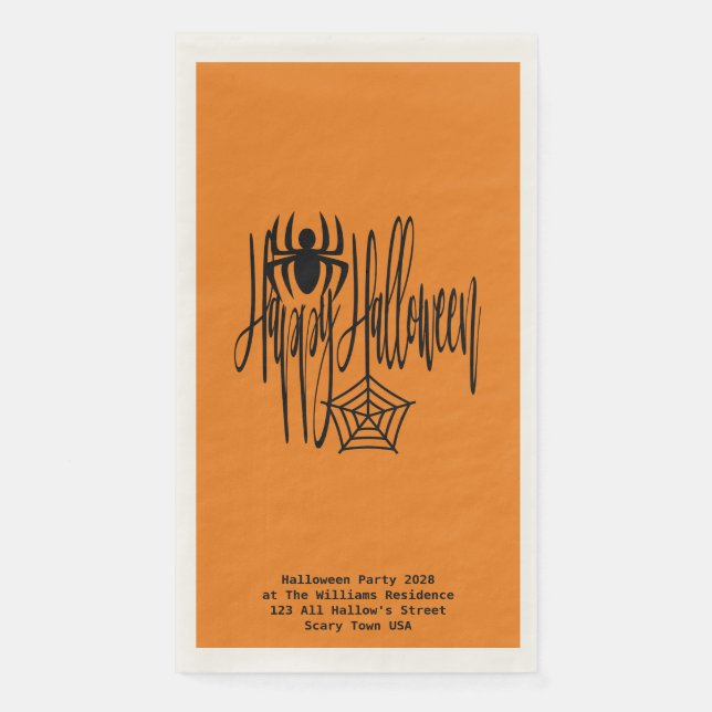 Servilleta De Papel Feliz Halloween Funny Scary Spider Cobweb (Anverso)