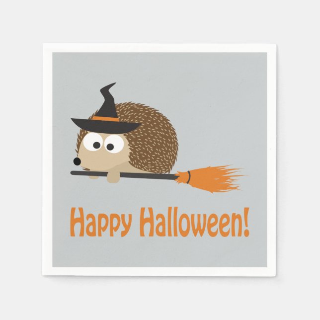 Servilleta De Papel ¡Feliz Halloween! Hedgehog Witch (Anverso)