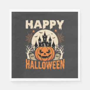 Servilleta De Papel Feliz Halloween Jack O Linterna Castillo Embrujado