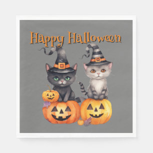Servilleta De Papel Feliz Halloween KITTENS Y PUMPKINS