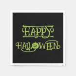 Servilleta De Papel Feliz Halloween Letra negra y verde espeluznante