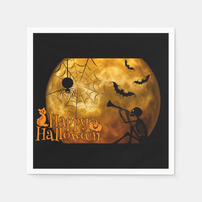 Servilleta De Papel Feliz Halloween Luna Llena (Anverso)