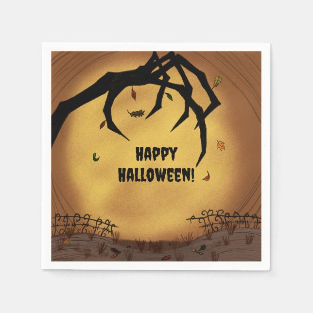 Servilleta De Papel Feliz Halloween Mano Espantosa (Anverso)