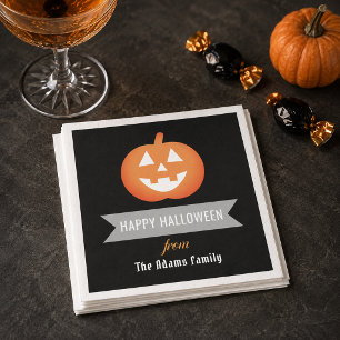 Servilleta De Papel Feliz Halloween Naranja Jack o Linterna Nombre de