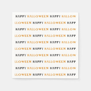 Servilleta De Papel Feliz Halloween Naranja Negra Palabras Fiesta