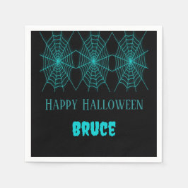 Servilleta De Papel Feliz Halloween neurona azul spiderweb negro