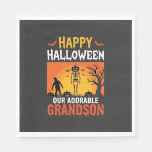 Servilleta De Papel Feliz Halloween Nieto Esqueleto Calabaza