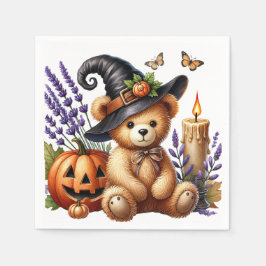 Servilleta De Papel Feliz Halloween Osito Mago Adorable