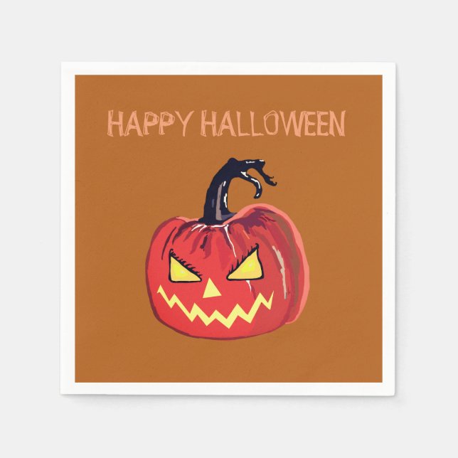 Servilleta De Papel Feliz Halloween Personalizado Cocktail Napkin Pump (Anverso)