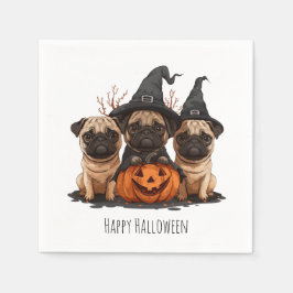 Servilleta De Papel Feliz Halloween Pugs Jack O Lanterns