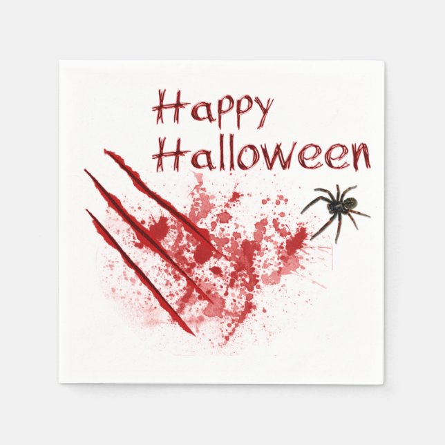 Servilleta De Papel Feliz Halloween Rasguños Sangrientos (Anverso)