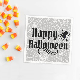 Servilleta De Papel Feliz Halloween Scary Gray Black Spider