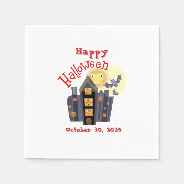 Servilleta De Papel Feliz Halloween Spook House y más (Anverso)