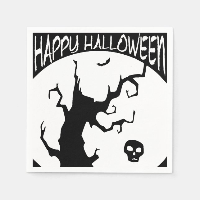Servilleta De Papel Feliz Halloween Spookone Tree Paper Napkin (Anverso)