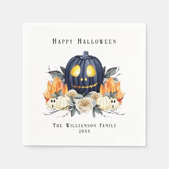 Servilleta De Papel Feliz Halloween Spooky Samhain Pumpkins Crystals (Anverso)