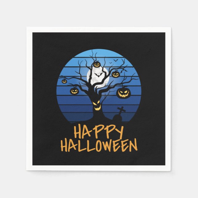 Servilleta De Papel Feliz Halloween Spooky Tree, Moon (Anverso)