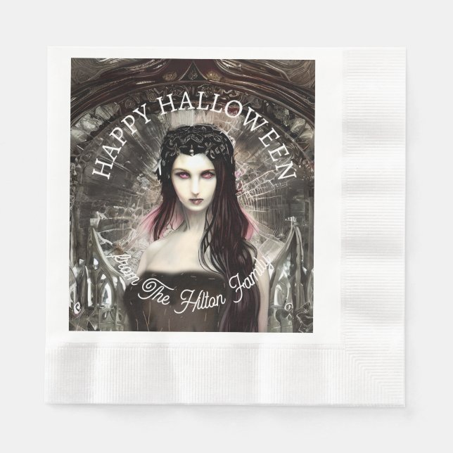 Servilleta De Papel Feliz Halloween Steampunk Gothic Fallen Angel (Anverso)