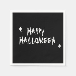 Servilleta De Papel Feliz Halloween tipografía aterradora blanca negra