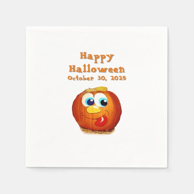 Servilleta De Papel Feliz Halloween tonto Jack-O-Lantern (Anverso)