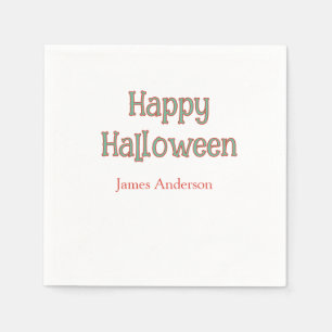 Servilleta De Papel Feliz Halloween verde naranja pastel moderno trend