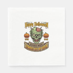Servilleta De Papel Feliz Halloween Zombies Comieron Cerebro Cabeza de