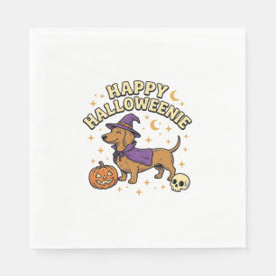 Servilleta De Papel Feliz Halloweenie Dachshund Bruja Perro Camiseta_1