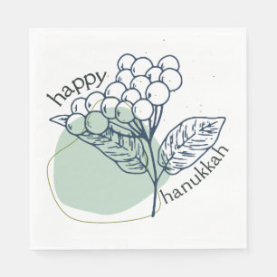 Servilleta De Papel Feliz Hanukkah (con Berries Drwn)