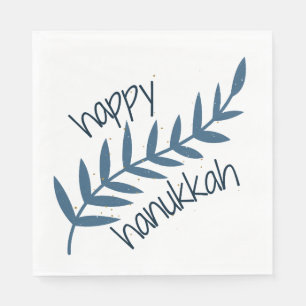 Servilleta De Papel Feliz Hanukkah (con hojas azules)