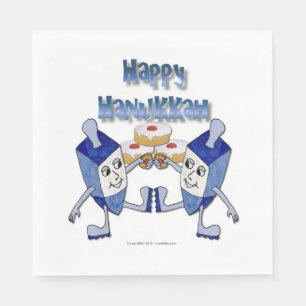 Servilleta De Papel Feliz Hanukkah Dancing Dreides Doughnut Napkins