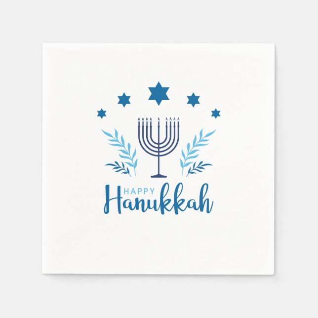 Servilleta De Papel Feliz Hanukkah Menorah Stars (Anverso)