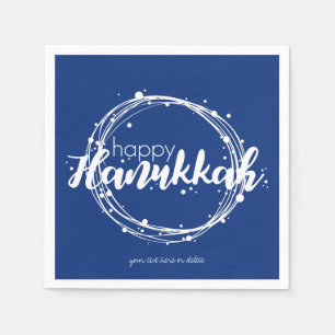 Servilleta De Papel Feliz Hanukkah Nieves Bubbles Wreath Holiday Napki